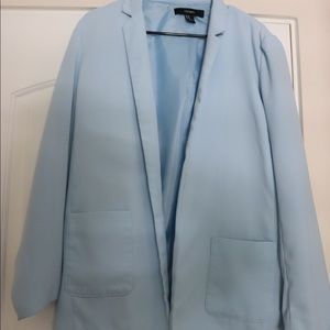 Baby blue longline blazer w/ shoulder pad removed